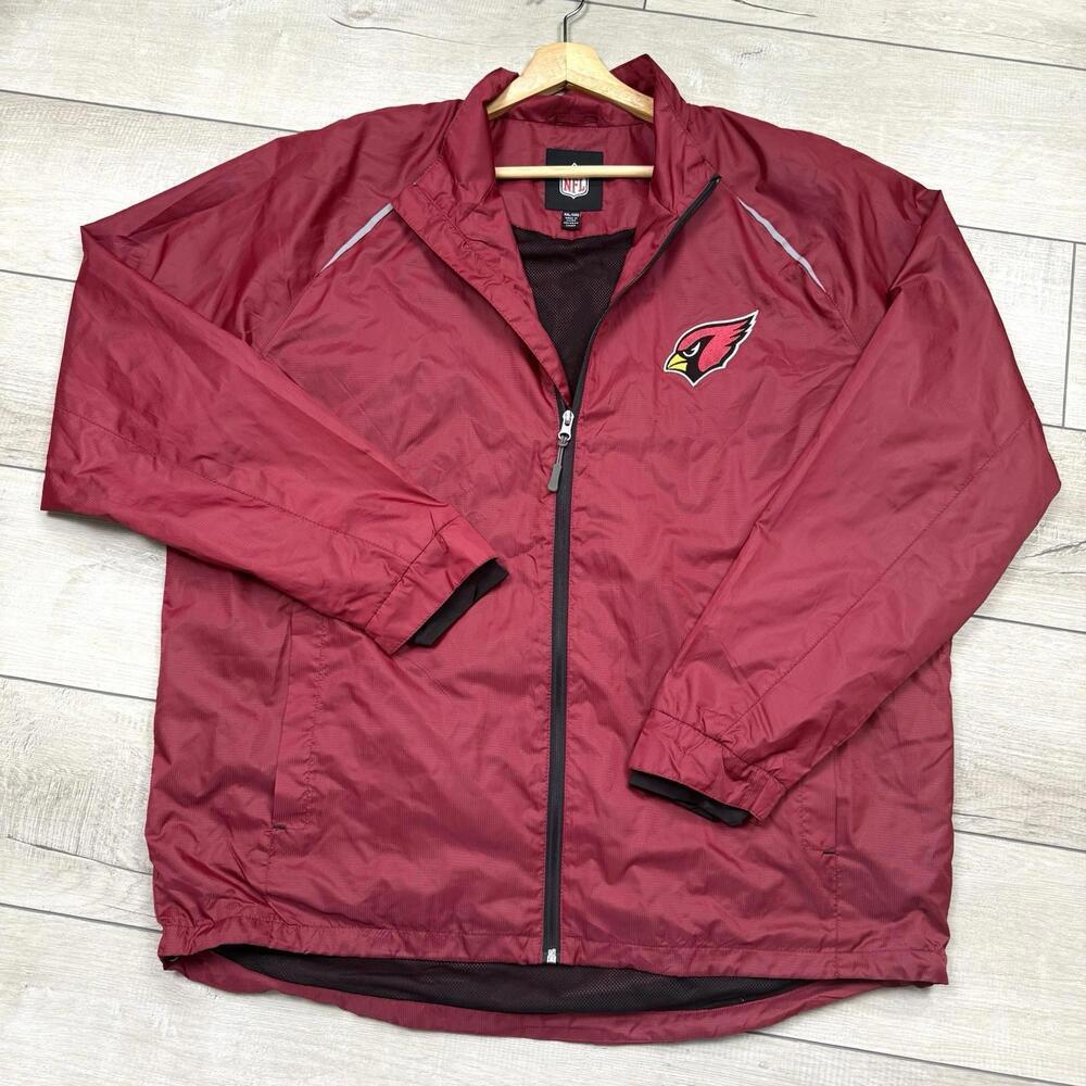 VTG Arizona Cardinals NFL Windbreaker Jacket Men’s 3XL Full Zip Red Lightweight
